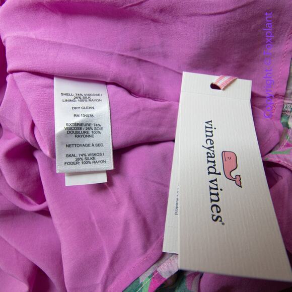New! Vineyard Vines Silk Blend Montauk Daisy Peapode Tea Rose‎ Mini Dress, XS - Picture 12 of 16